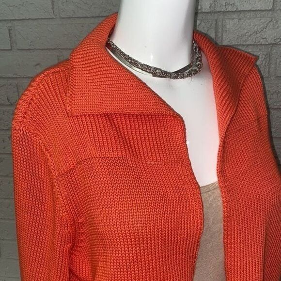 Belford Orange Knit Open Front Cropped Cardigan Size M - Picture 2 of 6